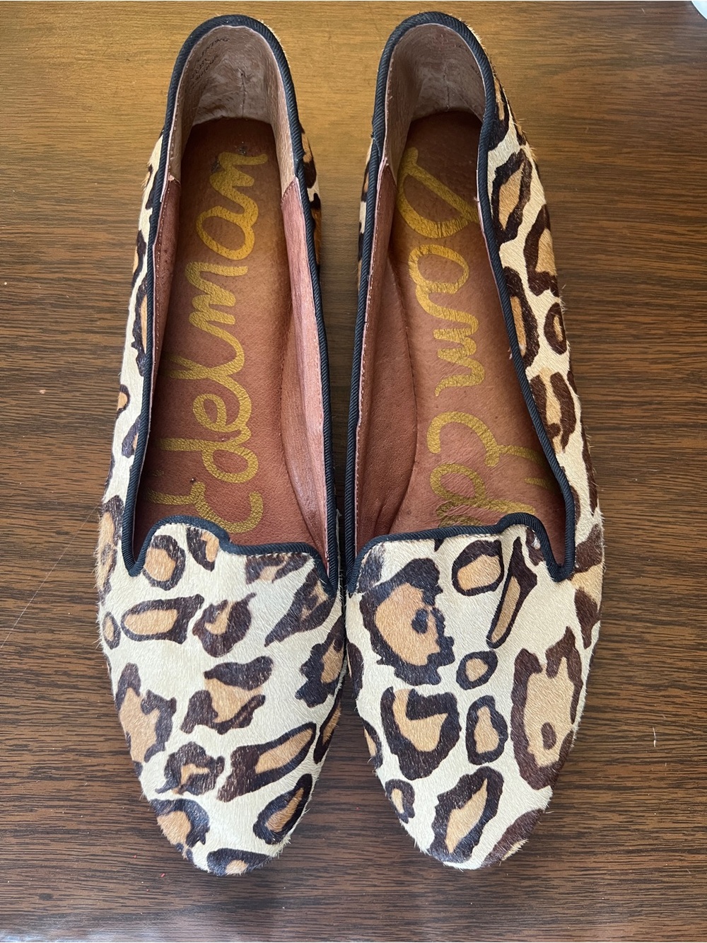 Sam Edelman Alvin Leopard Print Calf Hair Loafers Flats Womens Size 8